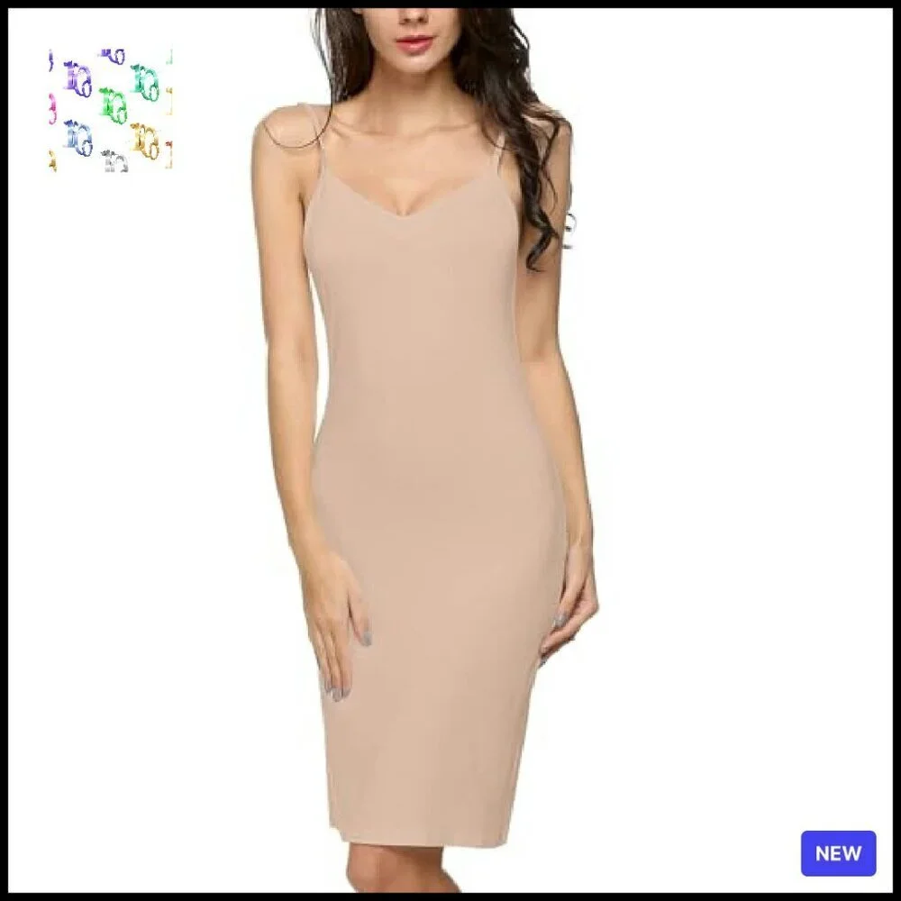Elegant V-Neck Slip Dress Minimal Chic Adjustable Straps Evening Party Wear - Picture 2 of 8